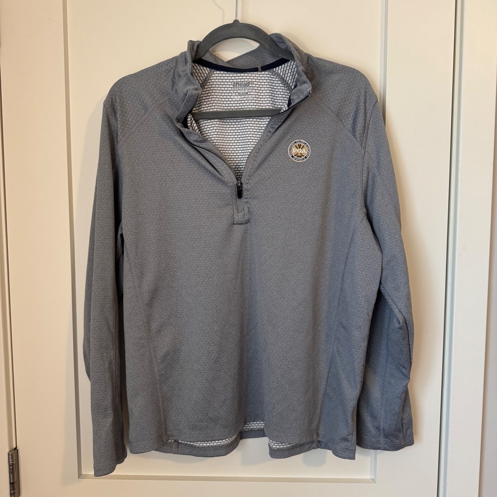Ahead Performance Mens PGA Sun Country‎ Section Quarter Zip Pullover Grey Medium
